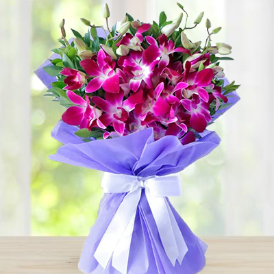 Bouquet of Purple Orchids – India Florals